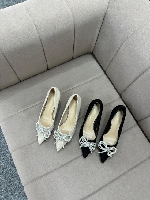 Women Glitter Knot-Tow Mid Heel